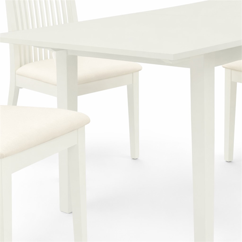 Pemberly Row 5-Piece Wood Dining Set with Linen Seats in White Finish