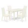 Pemberly Row 5-Piece Wood Dining Set with Linen Seats in White Finish