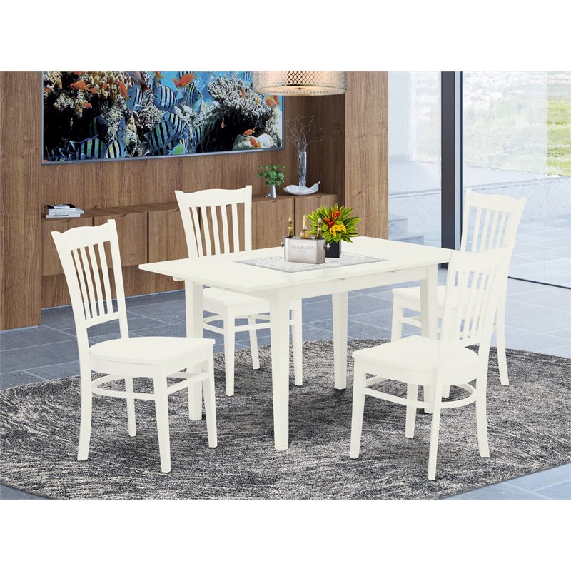Pemberly Row 5-Piece Wood Dinette Table Set in Linen White Finish