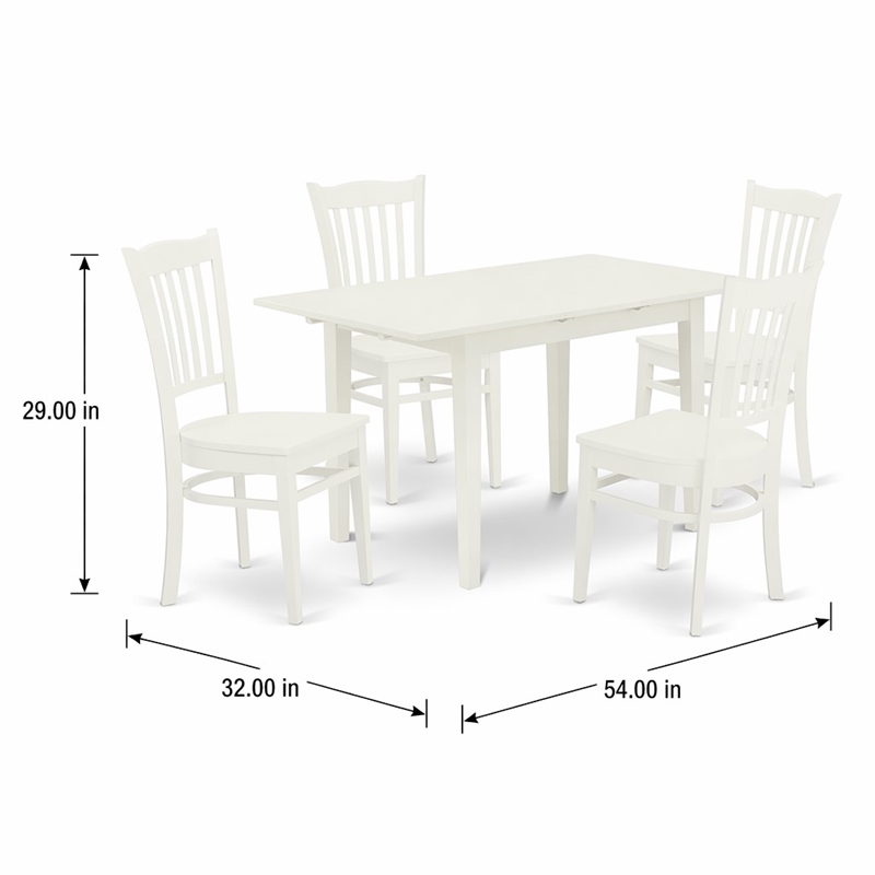 Pemberly Row 5-Piece Wood Dinette Table Set in Linen White Finish