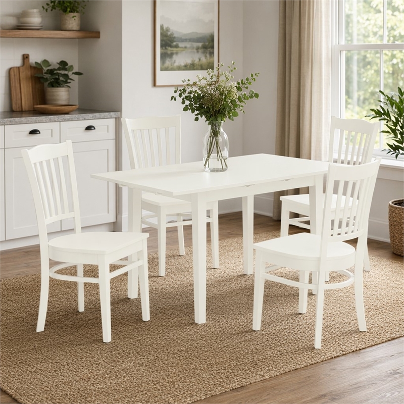 Pemberly Row 5-Piece Wood Dinette Table Set in Linen White Finish