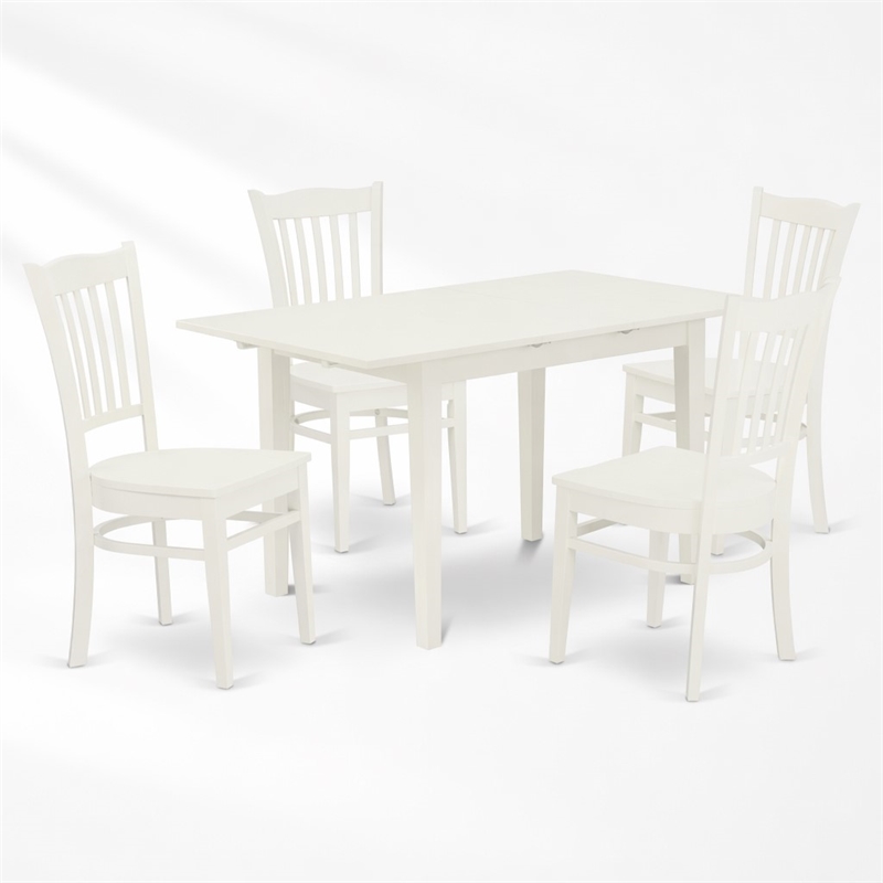 Pemberly Row 5-Piece Wood Dinette Table Set in Linen White Finish