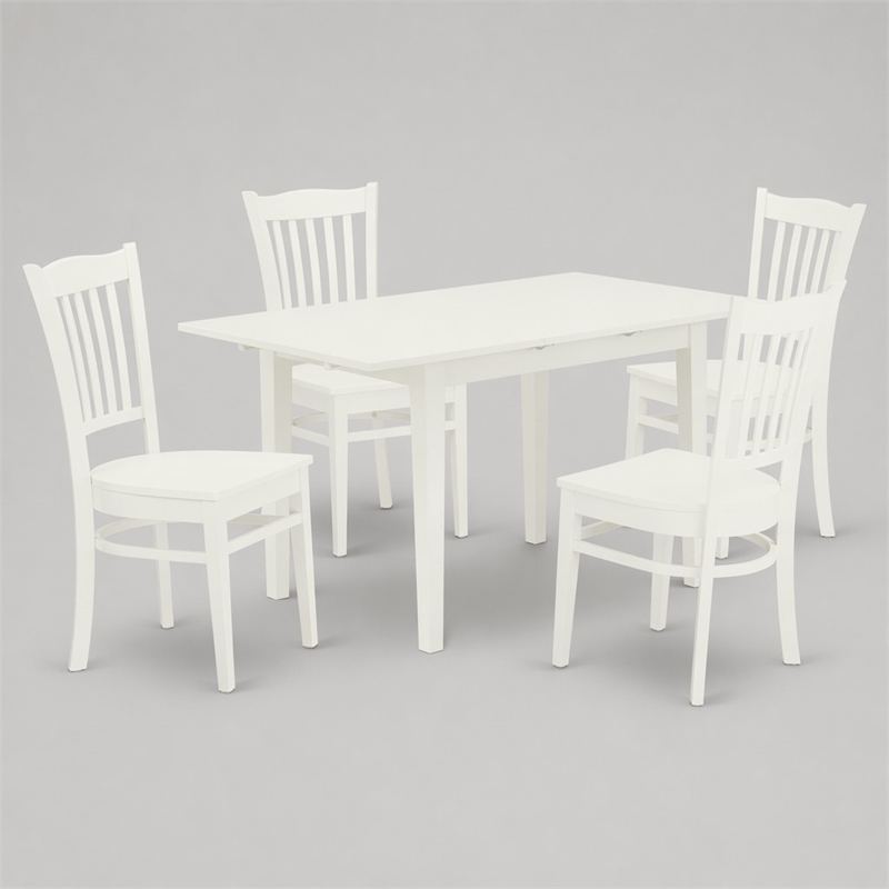 Pemberly Row 5-Piece Wood Dinette Table Set in Linen White Finish