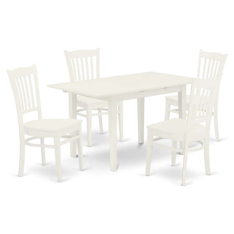 Pemberly Row 5-Piece Wood Dinette Table Set in Linen White Finish