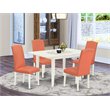 Pemberly Row 5-Piece Wood Dining Set with Parsons Chairs in Linen White
