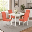 Pemberly Row 5-Piece Wood Dining Set with Parsons Chairs in Linen White