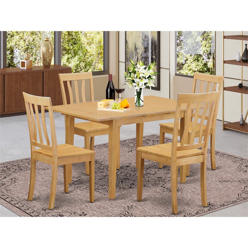 Pemberly Row 5-Piece Wood Dining Table Set in Oak Finish