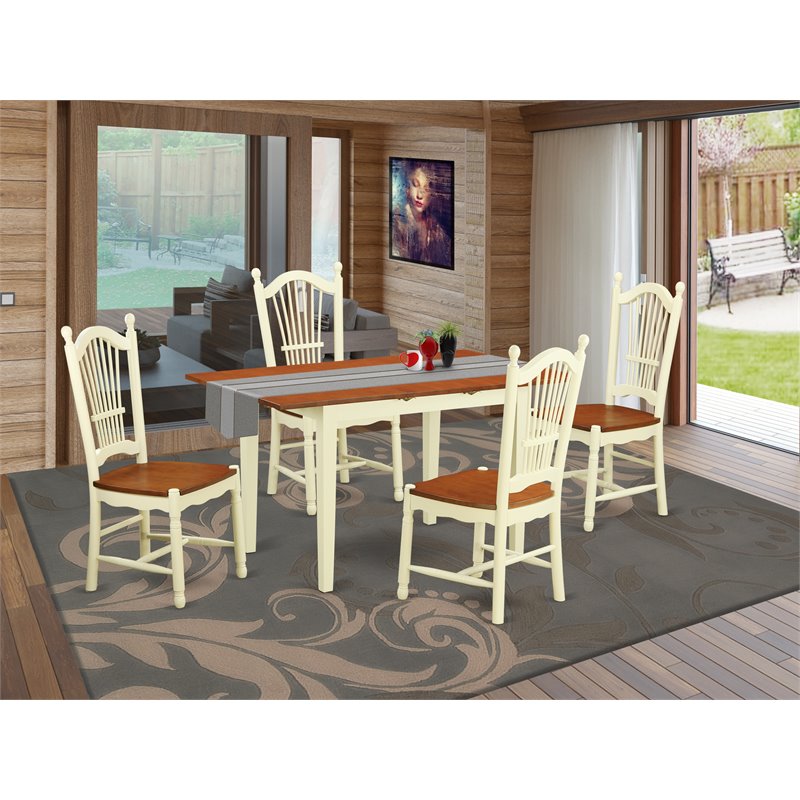 Pemberly Row 5-Piece Wood Dining Set in Buttermilk and Cherry Finish