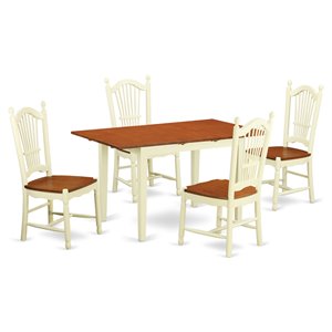 Pemberly Row 5-Piece Wood Dining Set in Buttermilk and Cherry Finish