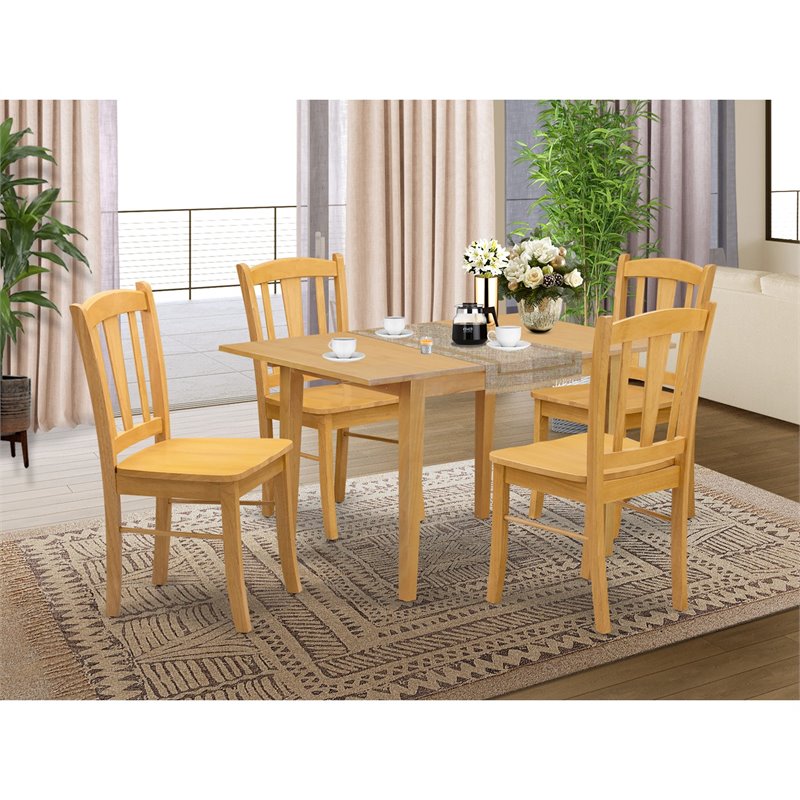 Pemberly Row 5-Piece Wooden Dining Set with Butterfly Leaf in Oak