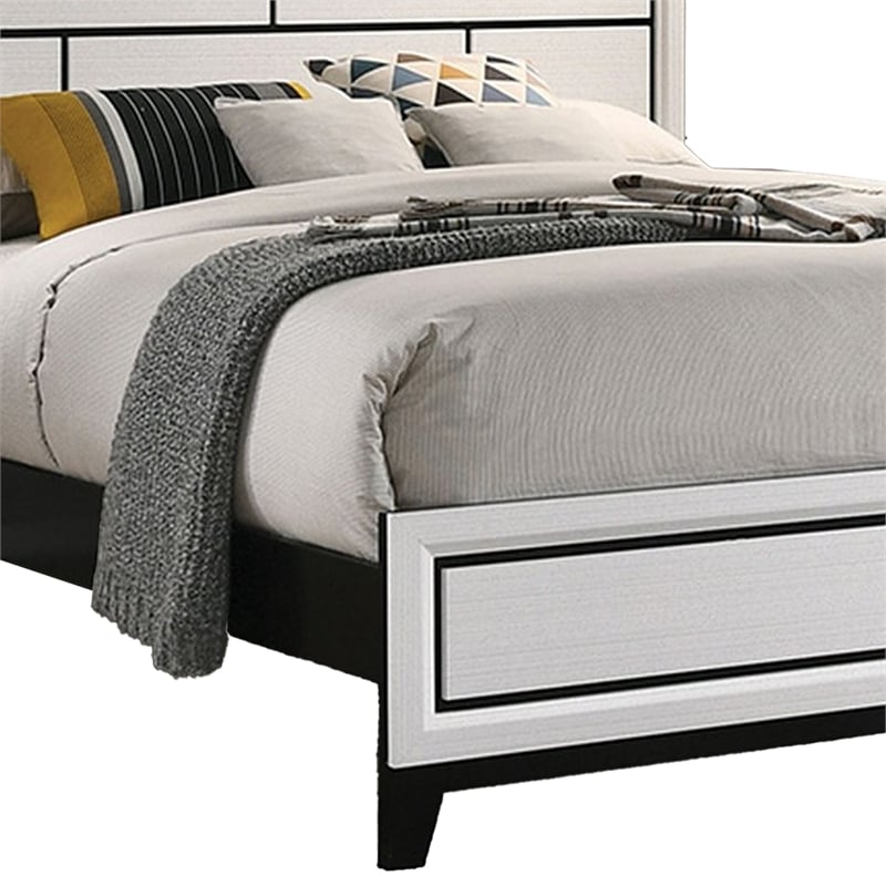 Pemberly Row Full Size Panel Bed in White and Black Wood Finish