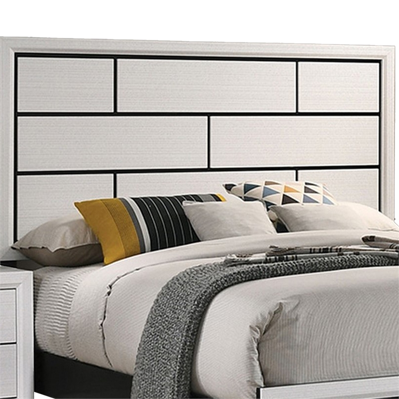 Pemberly Row Twin Size Panel Bed in White and Black Wood Finish