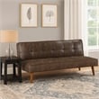 Pemberly Row Convertible Futon Sofa Bed Sleeper in Dark Brown Faux Leather