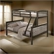 Pemberly Row Slatted Twin over Full Bunk Bed with Ladder in Gray