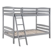 Pemberly Row Twin Bunk Bed with Angled Ladder and Slat Design in Gray