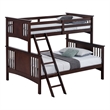 Pemberly Row Twin over Full Bunk Bed with Angled Ladder in Dark Brown