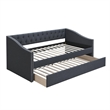 Pemberly Row Daybed Sofa with Slats and Trundle in Charcoal Gray