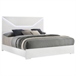 Pemberly Row King Bed with 3D Embossed LED Headboard in Glossy White