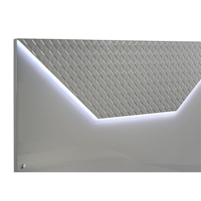 Pemberly Row King Bed with 3D Embossed LED Headboard in Gray
