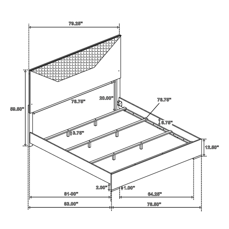 Pemberly Row King Bed with 3D Embossed LED Headboard in Gray