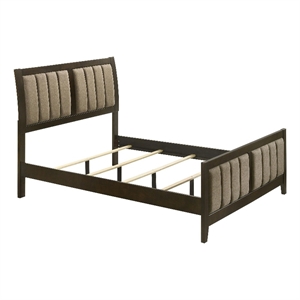 Pemberly Row Full Bed with Channel Tufted Headboard in Dark Brown