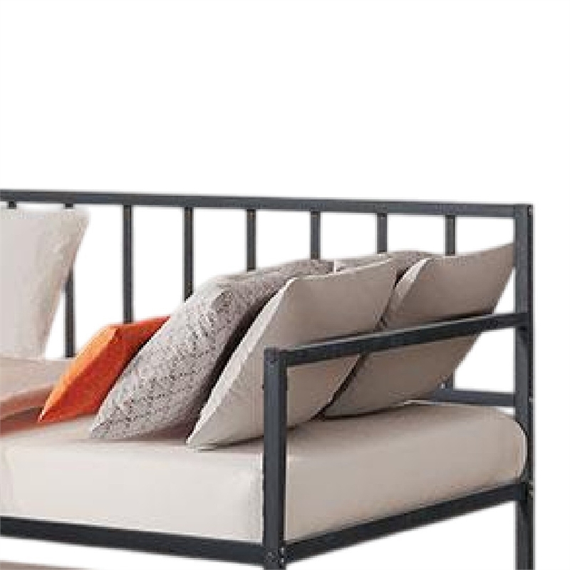 Pemberly Row Slatted Daybed with Pull Out Trundle in Black Metal