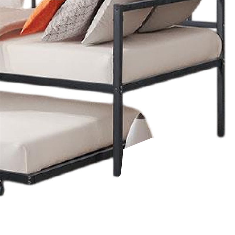Pemberly Row Slatted Daybed with Pull Out Trundle in Black Metal