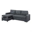 Pemberly Row Sectional Sofa Bed with Reversible Storage Chaise in Dark Gray