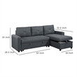 Pemberly Row Sectional Sofa Bed with Reversible Storage Chaise in Dark Gray