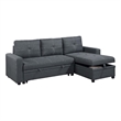 Pemberly Row Sectional Sofa Bed with Reversible Storage Chaise in Dark Gray