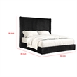 Pemberly Row King Bed with Ribbed Wingback Headboard in Black Fur Chenille