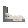 Pemberly Row Twin Bed with Ribbed Wingback Headboard in Gray Fur Chenille