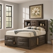 Pemberly Row King Bed with Bookcase Headboard and Storage Drawers in Gray