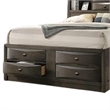 Pemberly Row King Bed with Bookcase Headboard and Storage Drawers in Gray