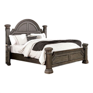 Pemberly Row King Bed with Reeded Posts and Molded Trim in Gray