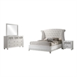 Pemberly Row 4 Piece Queen Bedroom Set with Tufted Wingback in White