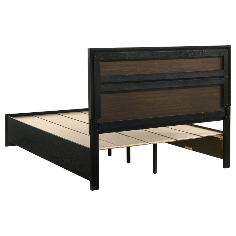 Pemberly Row 4 Piece Queen Bedroom Set with Glitter Accent in Black