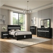 Pemberly Row 5 Piece California King Bedroom Set with Glitter in Black