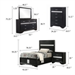 Pemberly Row 5 Piece Twin Bedroom Set with Glitter Accent in Black