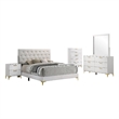 Pemberly Row 5 Piece Queen Bedroom Set in White with Gold Accents