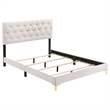 Pemberly Row 5 Piece Queen Bedroom Set in White with Gold Accents