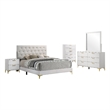 Pemberly Row 5 Piece Queen Bedroom Set in White with Gold Accents