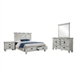 Pemberly Row 4 Piece Queen Storage Panel Bedroom Set in Distressed White