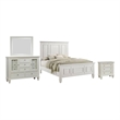 Pemberly Row 4 Piece King Panel Bedroom Set in Cream White Wood