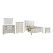 Pemberly Row 5 Piece King Panel Bedroom Set in Cream White Wood