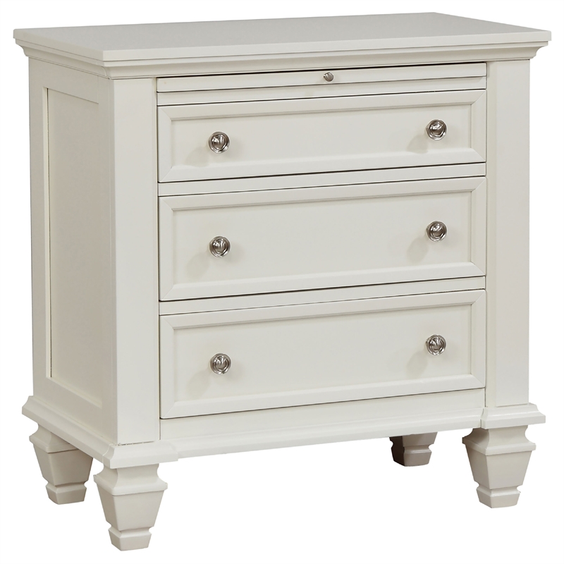 Pemberly Row 4 Piece Queen Storage Panel Bedroom Set in Cream White