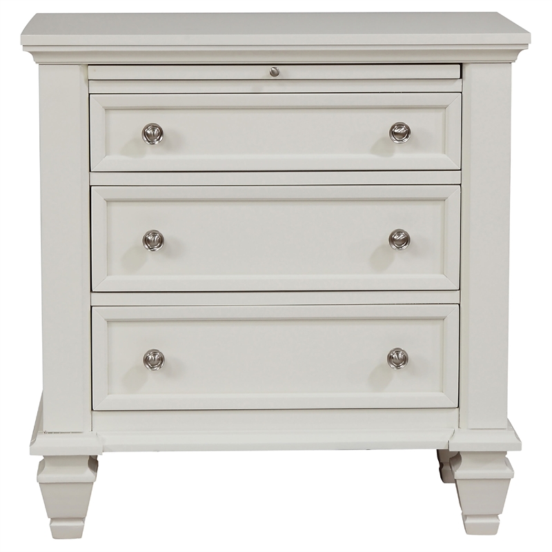 Pemberly Row 4 Piece Queen Storage Panel Bedroom Set in Cream White