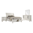Pemberly Row 4 Piece Queen Storage Panel Bedroom Set in Cream White