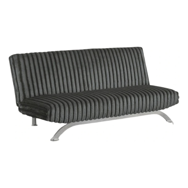 Pemberly Row Channel Tufted Futon Sofa Bed in Charcoal Gray Fabric
