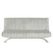Pemberly Row Channel Tufted Futon Sofa Bed in Light Gray with Chrome Legs